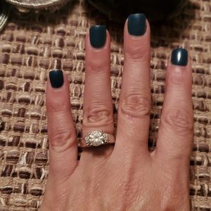 Silver crystal fashion ring